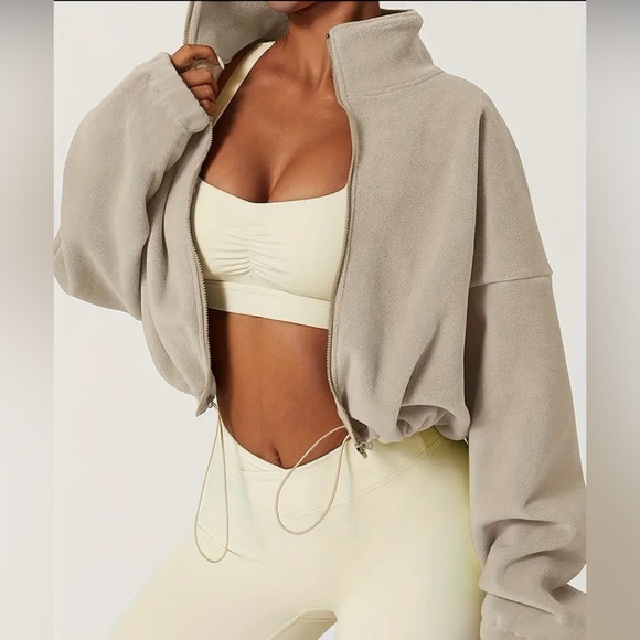 Khaki cropped jacket - Picture 1 of 5